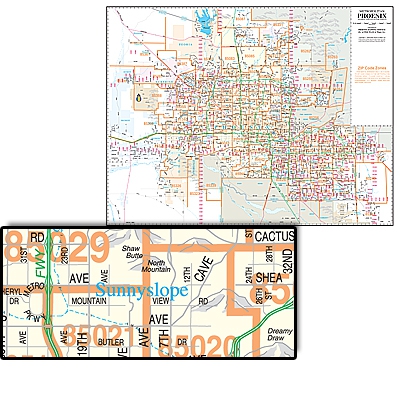 Zip Code Map 22 x17 Laminated