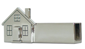 Silver House Card Holder