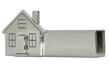 Silver House Card Holder