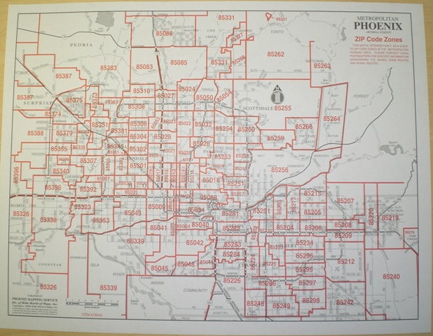 Zip Code Map Laminated